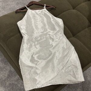Storia Shimmering Silver Mini Dress